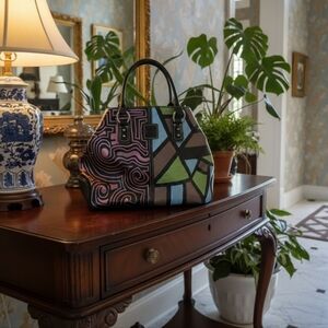 HANDCRAFTED Custom Painted Handbag HANDPAINTED Upcycled Multi Colored Purse